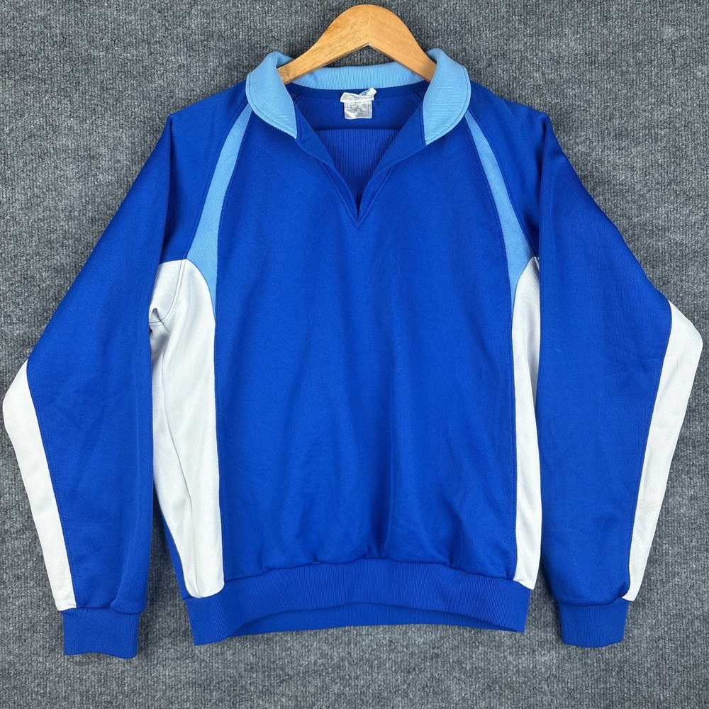 Vintage Hit Union Japan Colorblock Athletic Knit Pullover Large Blue